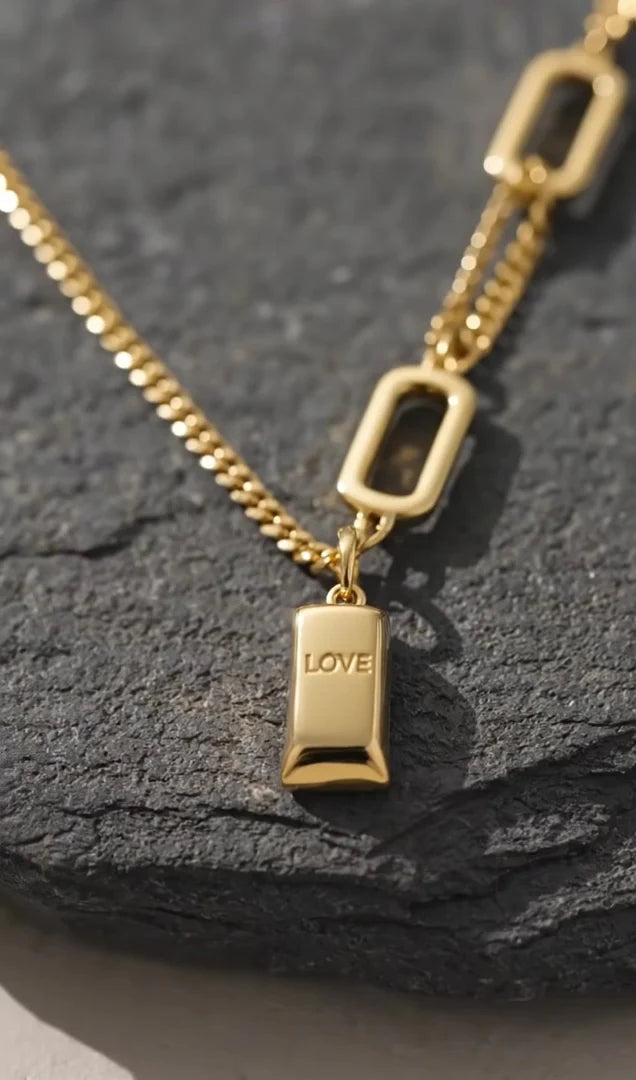 14k gold mini gold bar necklace